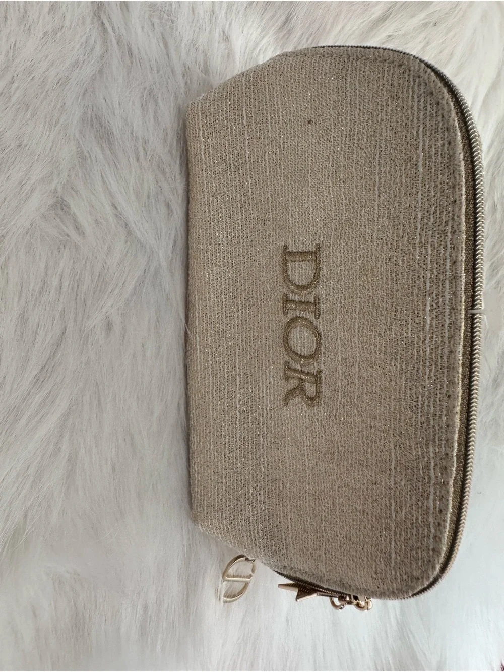 Dior Sparkling Cream Cosmetic Pouch with Embroidered Logo